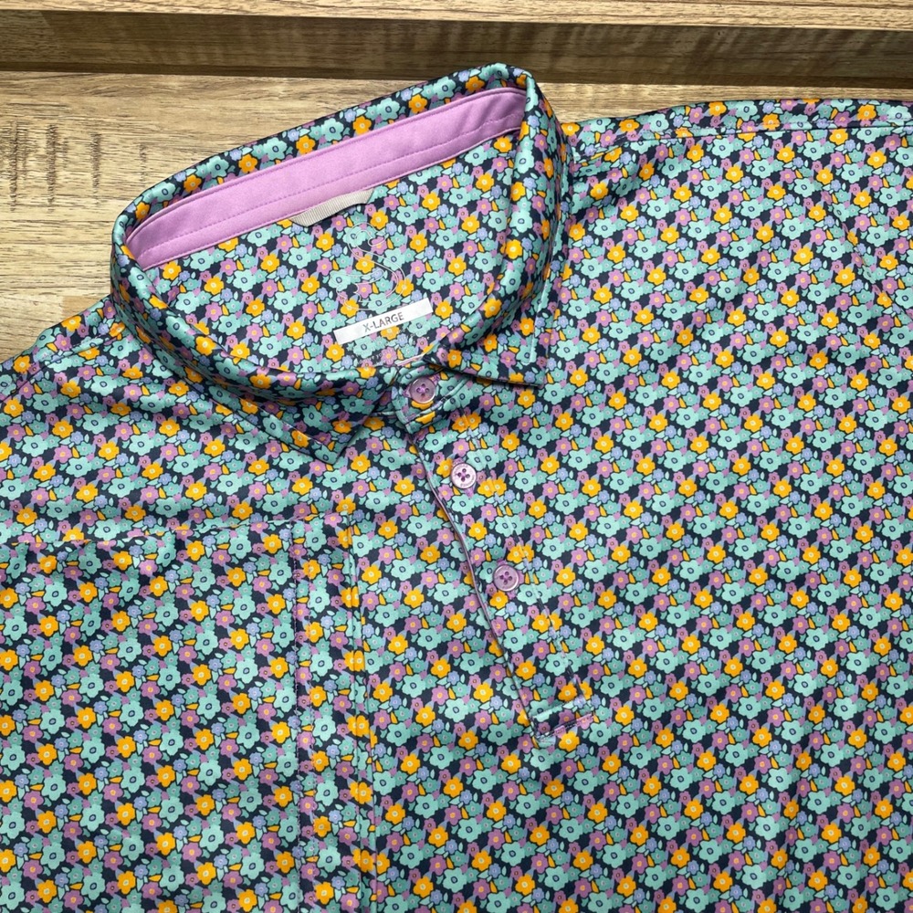 Swannies Mens XL Performance Floral Golf Polo Shirt Short Sleeve Multicolor